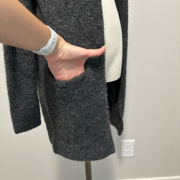 Aritzia Wilfred Free Aronson Open Front Wool Blend Cardigan Sweater Dark Gray XS - Picture 10 of 16